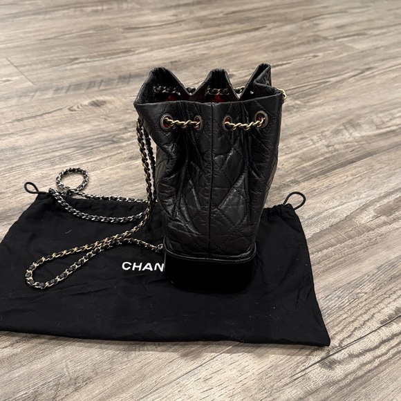 CHANEL Gabrielle Mini Backpack Chain Bag in Quilted Black Leather - Picture 6 of 16